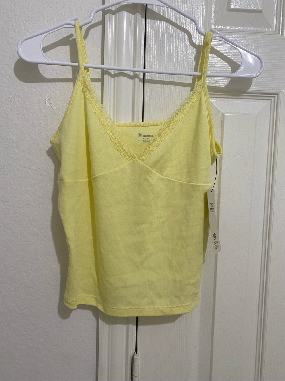No Boundaries Pale Yellow Lace-Trim Camisole